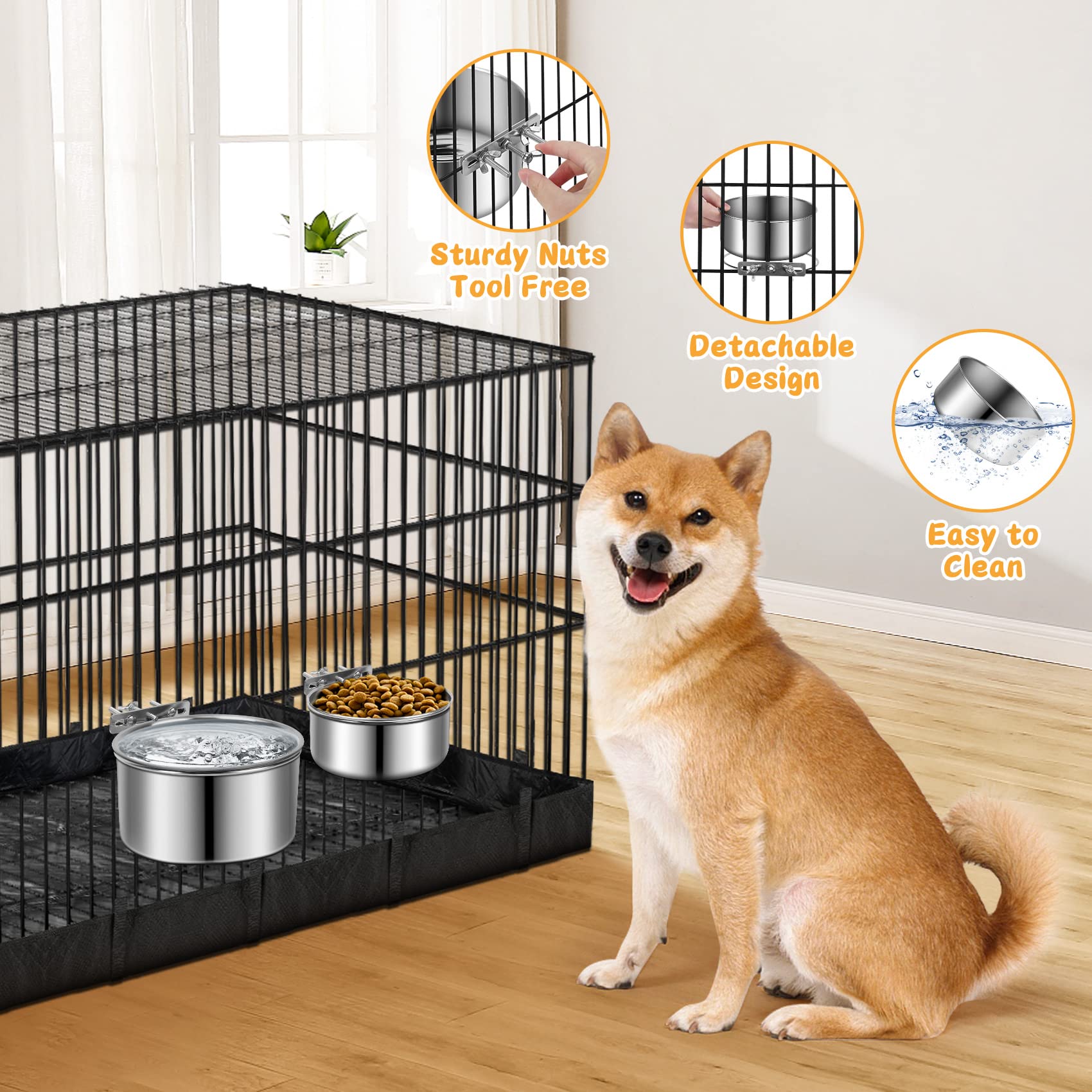 ShineMe crate-installable bowls compatible with cages and kennels