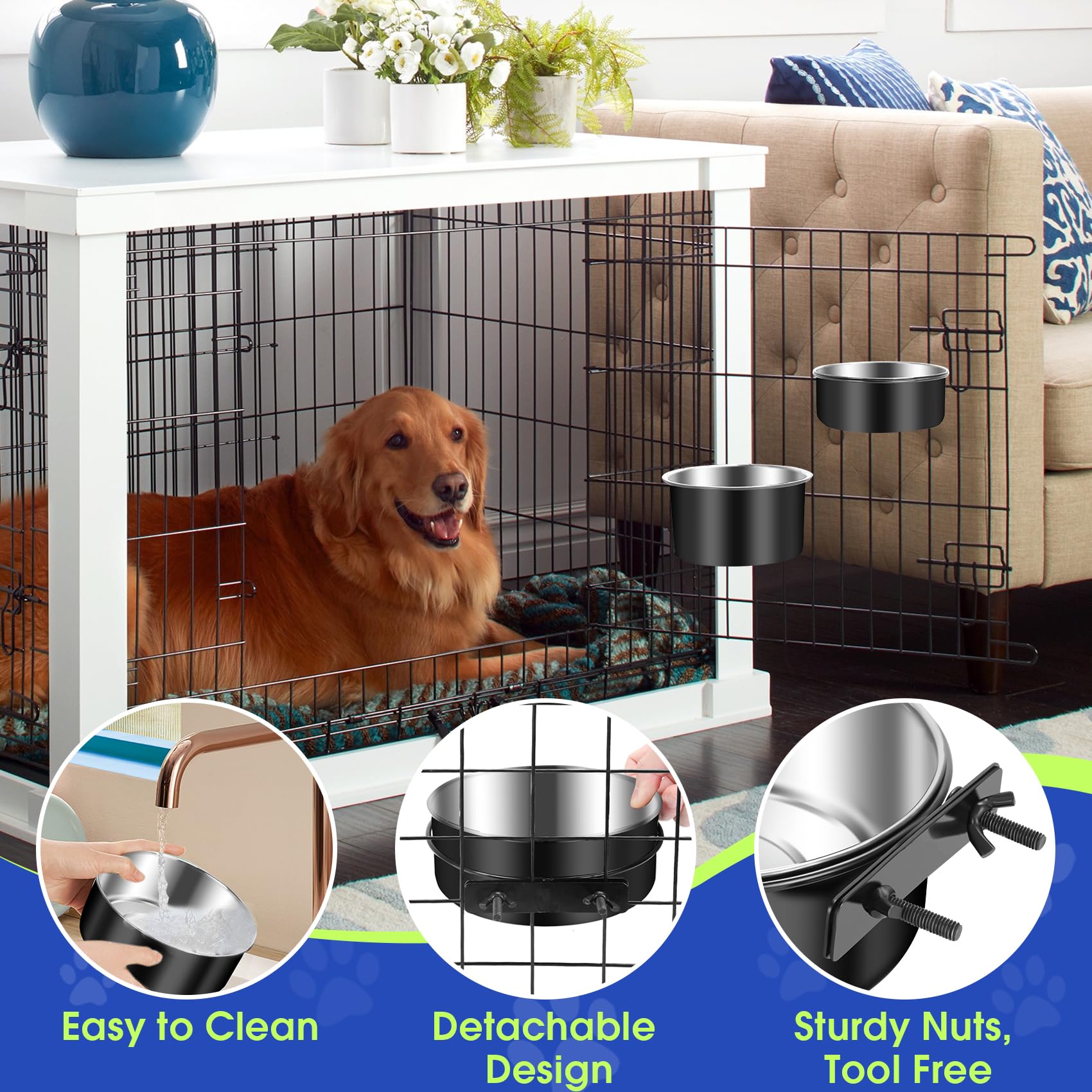 ShineMe detachable bowls simplify refills and cleaning after meals.