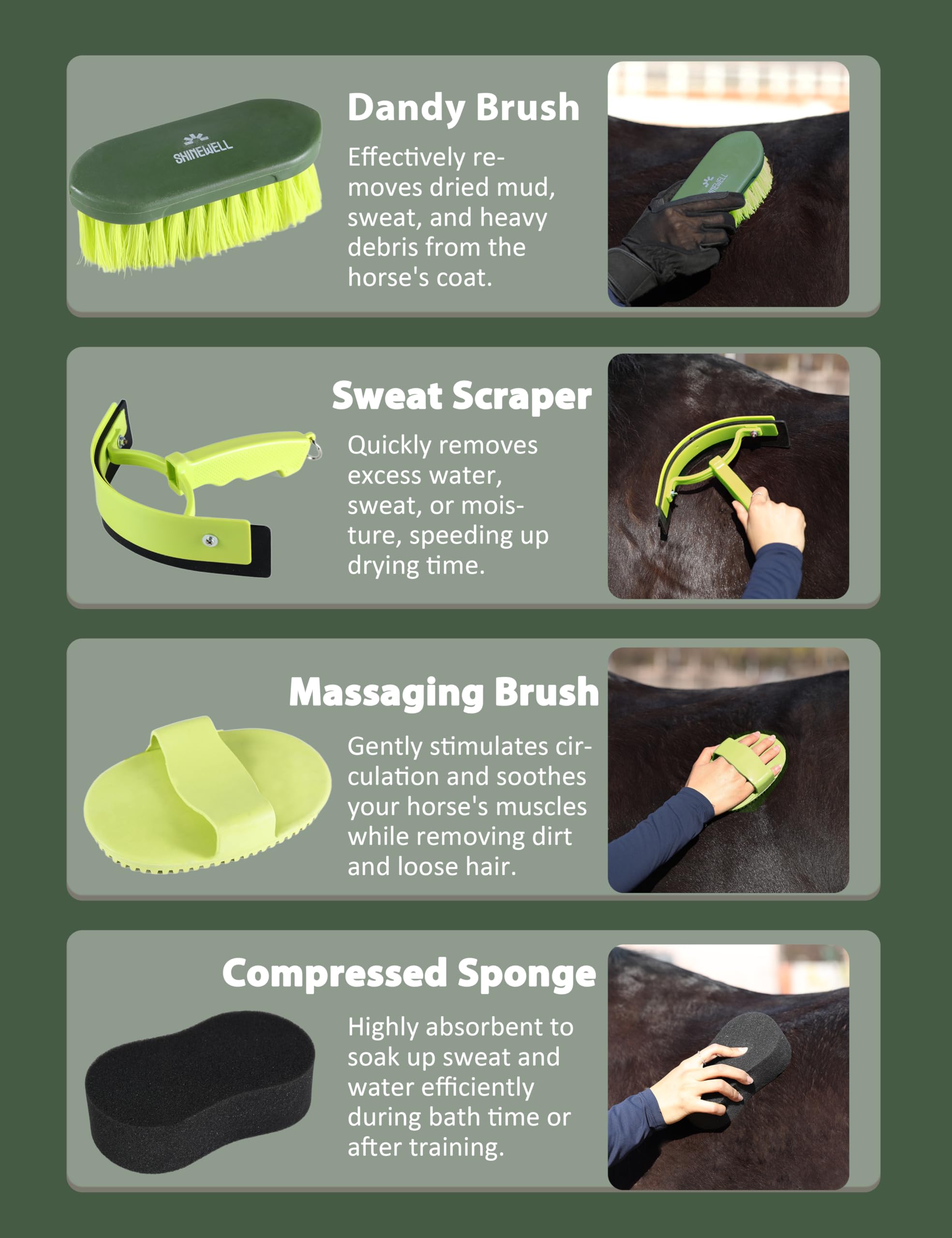 ShineWell soft brush provides delicate touch for sensitive areas.