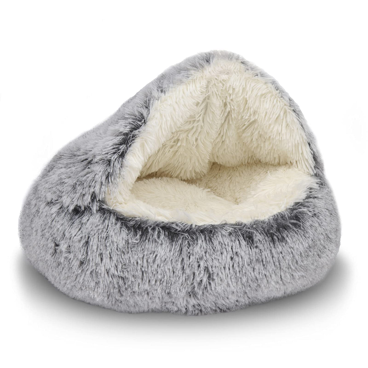 ShinHye cat bed round plush hooded cave offers a secure, cozy hideaway.