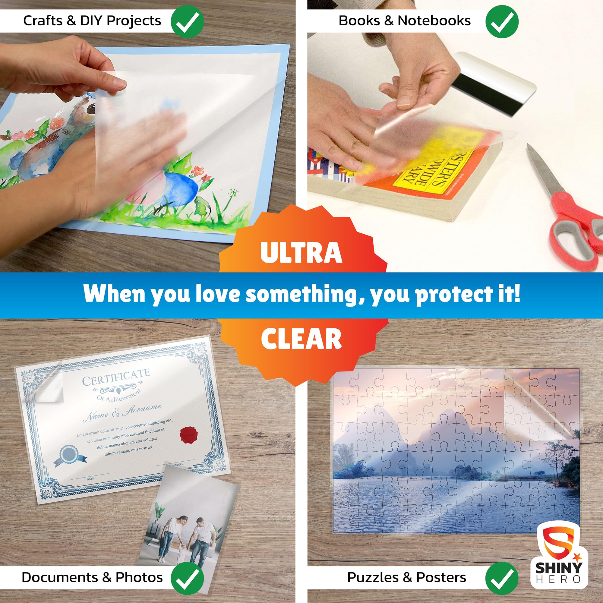 Shiny Hero adhesive wall guard sticks to smooth surfaces without residue.