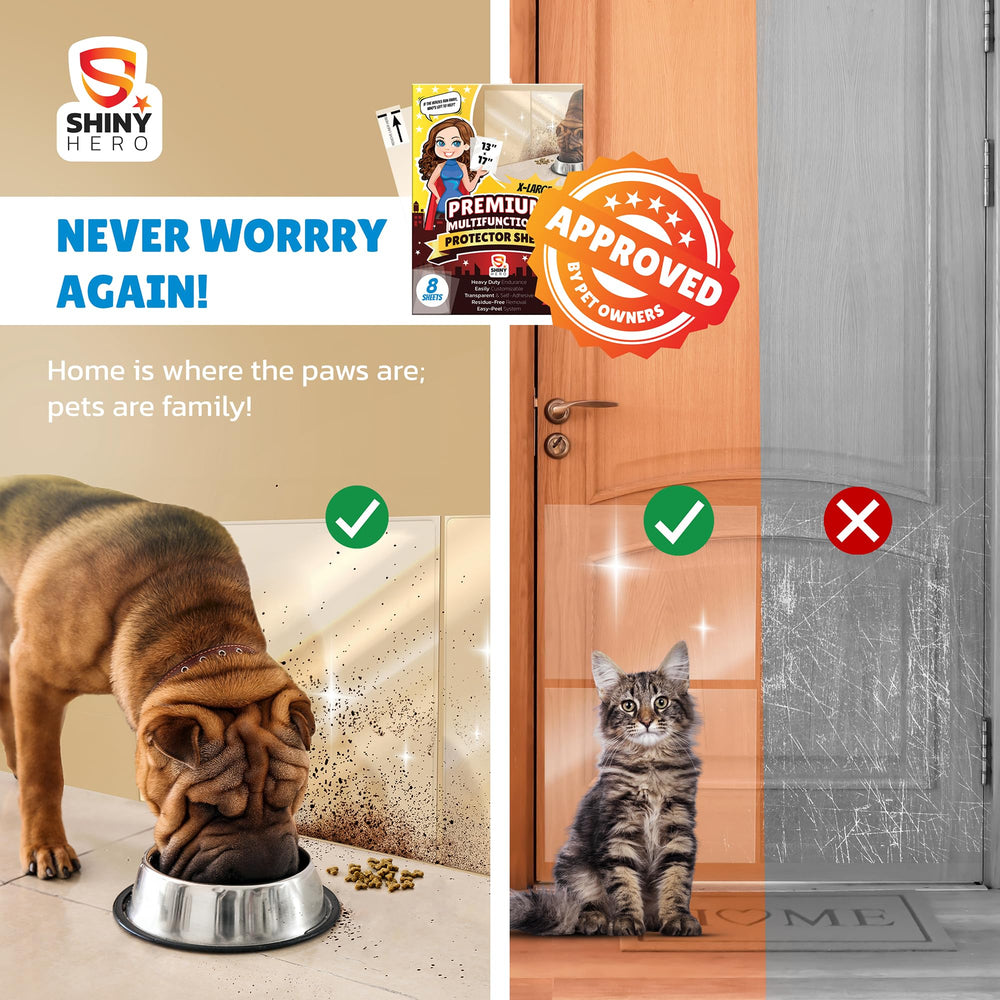 Shiny Hero door-protector clear sheets prevent pet marks at entryways.