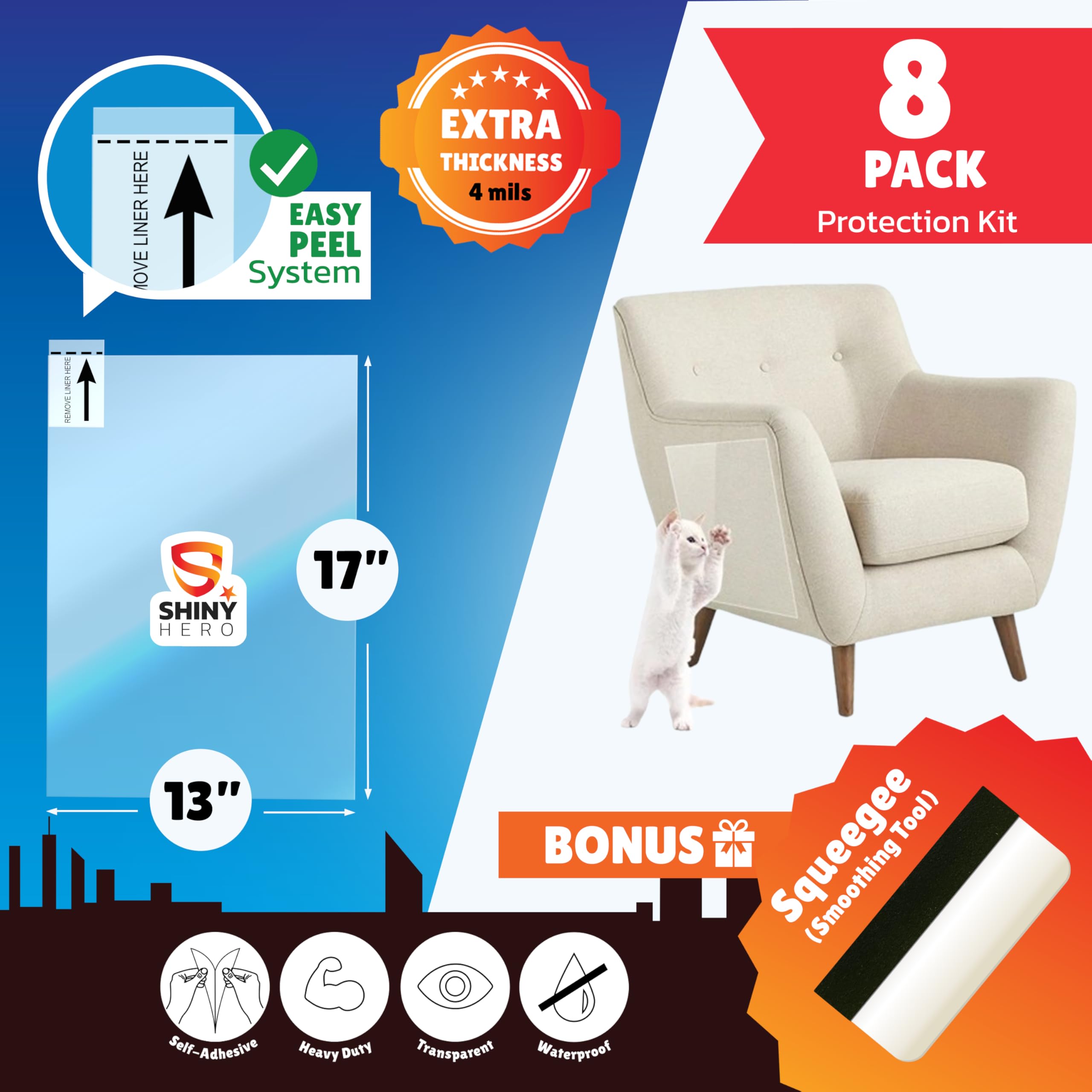 Shiny Hero furniture scratch deterrent film hides scratches while staying discreet.