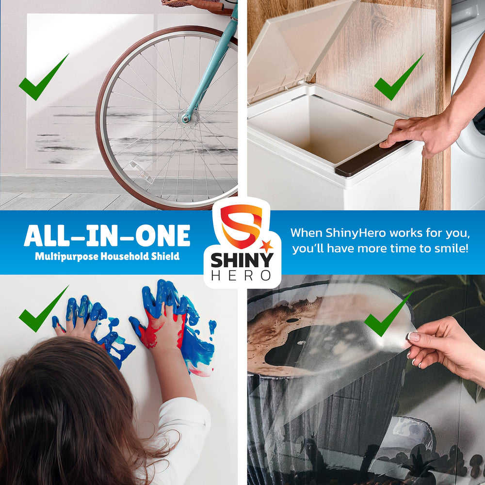 Shiny Hero self-adhesive sheets install easily with included squeegee for quick protection.