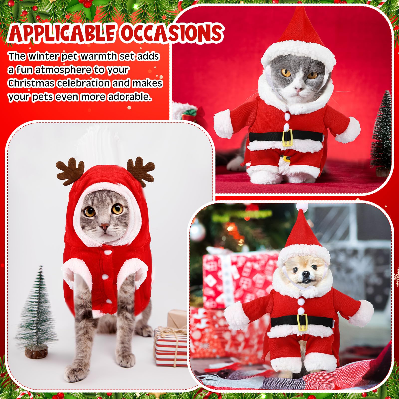 ShinyMatch Santa Hoodie Costume back view with tree design for holiday wear