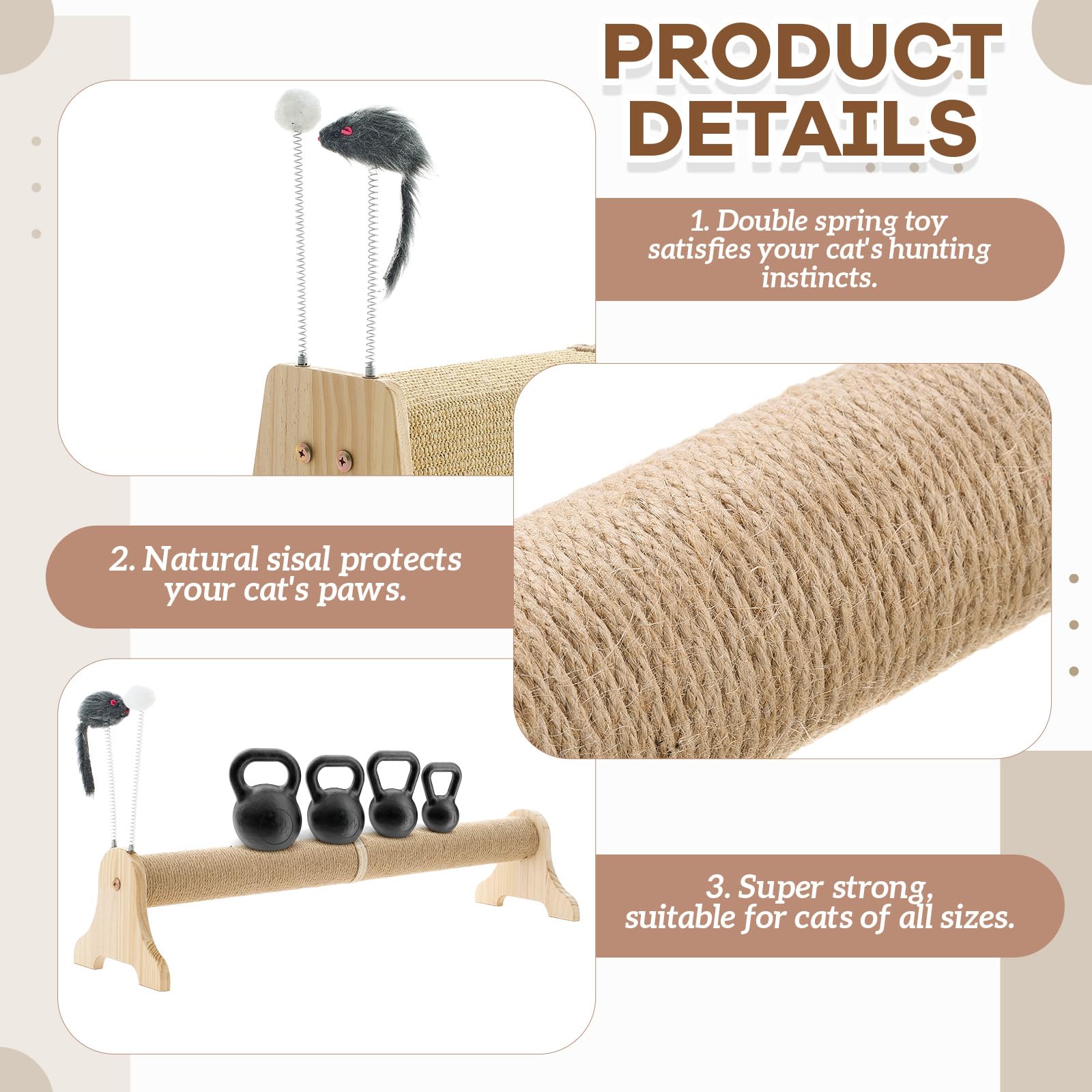 Shinylin sisal texture closeup shows durable natural material for scratching.
