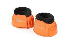 Shires ARMA fleece trim bell boot orange cob protects legs during riding.
