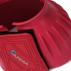 Shires Arma Overreach Bell Boots Velcro closure close-up for easy adjustments