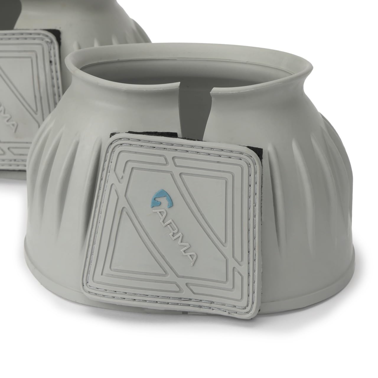 Shires Arma Overreach Cob Grey Bell Boot side view demonstrates scuff protection.