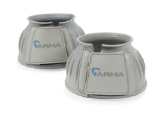 Shires Arma Overreach Full Grey Bell Boots close-up strap offers secure velcro fastening.