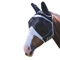 Shires FlyGuard Fine Mesh Fly Mask with Ears on pony blocks bugs while keeping ears cool