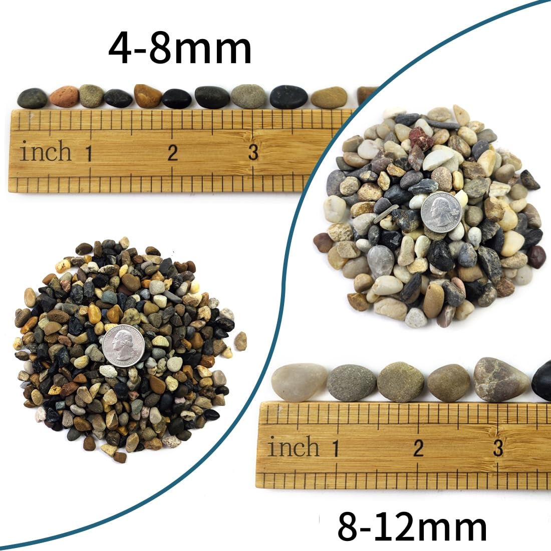 SHIZWU pea gravel 4-8mm in tank adds natural texture and layered decor.
