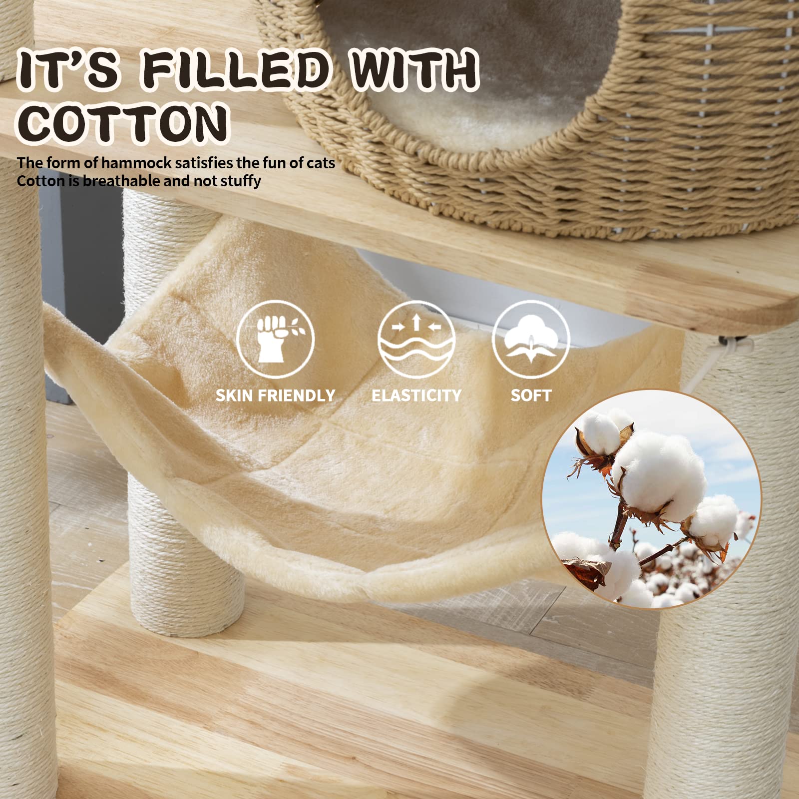 SHODMI oak wood tower with multi-level layout for large cats.