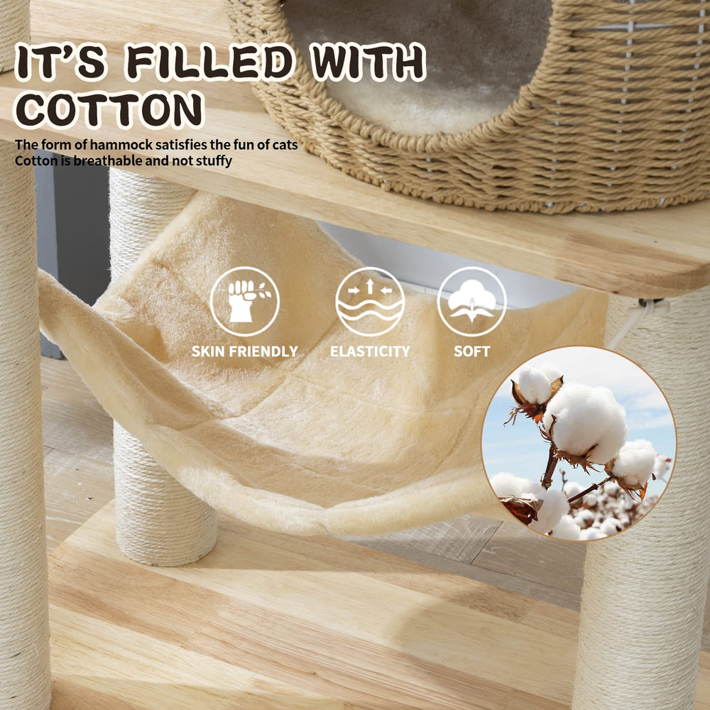 SHODMI oak wood tower with multi-level layout for large cats.