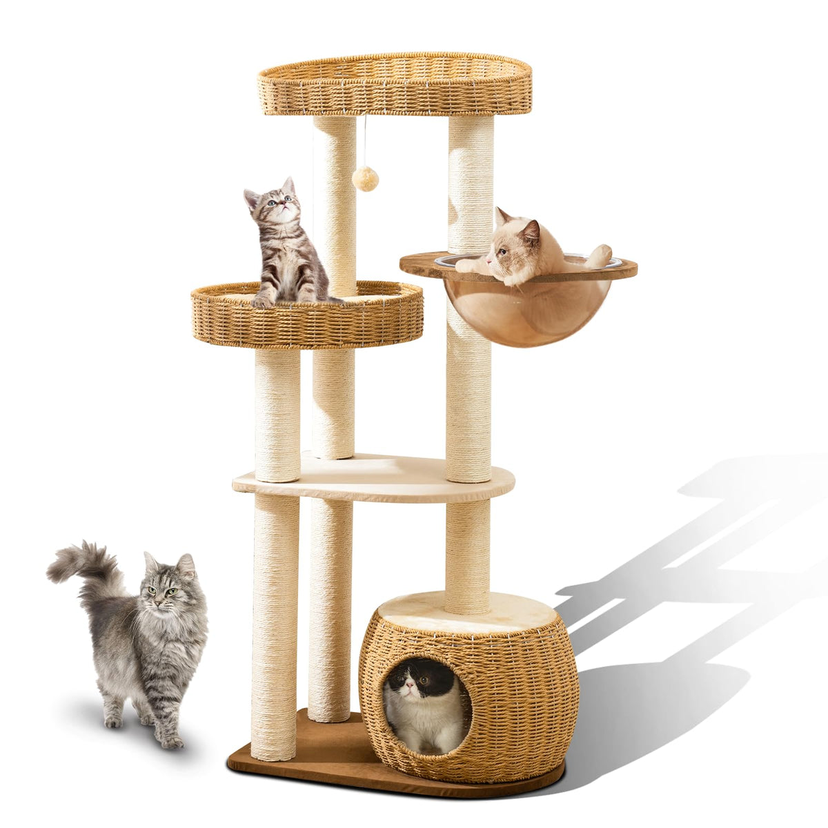 SHODMI Big Cat Tree 3-tier perches ideal for multi-cat play and vertical exploration