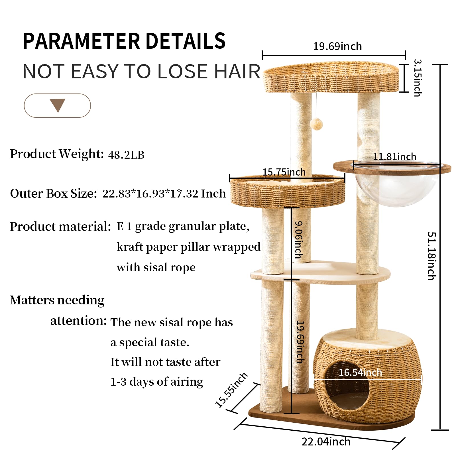 SHODMI Big Cat Tree dangling toy nests satisfy hunting instincts during play