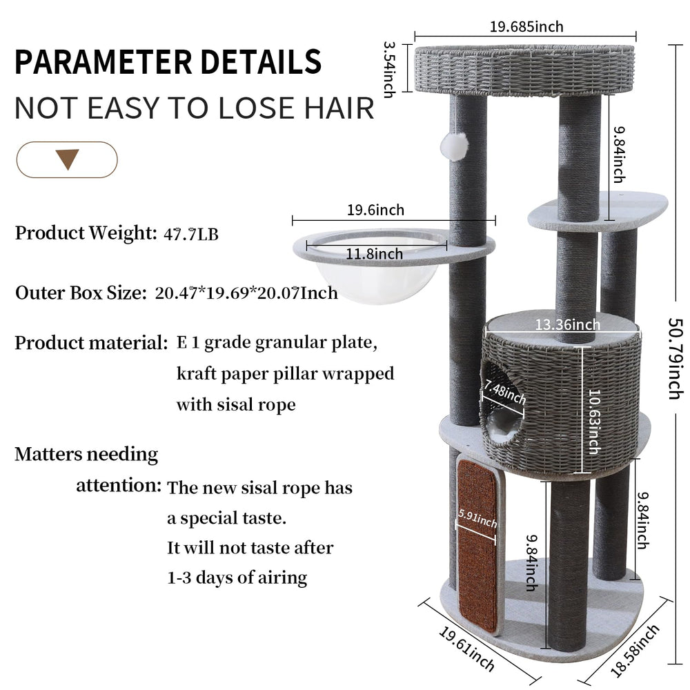 SHODMI cat tree supports cats up to 30 lb for medium to large breeds.