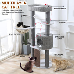 SHODMI cat tree handwoven sisal posts for satisfying scratching.