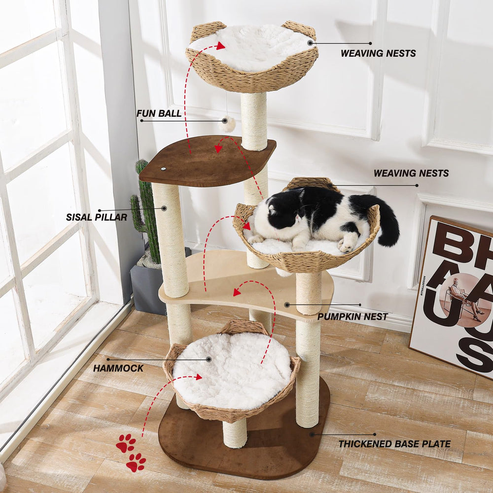 SHODMI cat tree five-height design invites climbing and play
