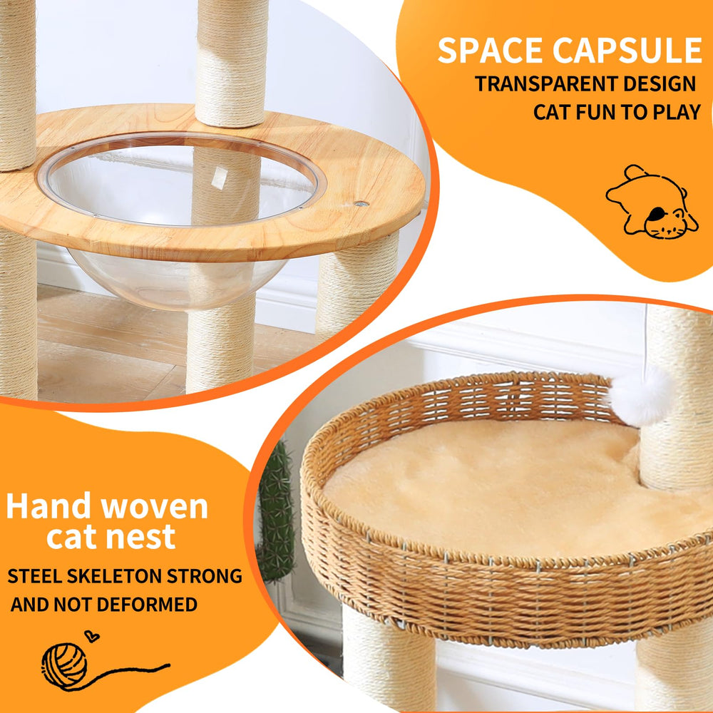 SHODMI Large Cat Tree natural sisal wraps protect furniture while cats scratch.