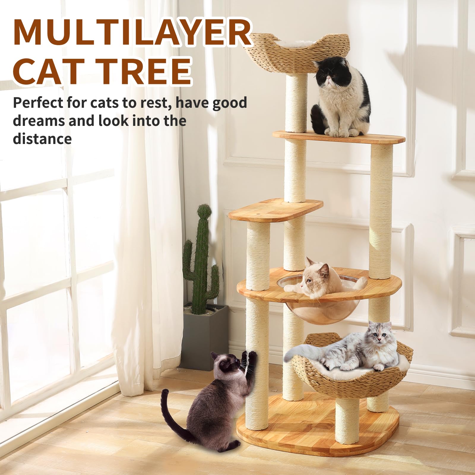SHODMI modern cat tree silhouette adds minimalist decor and safe climbing.