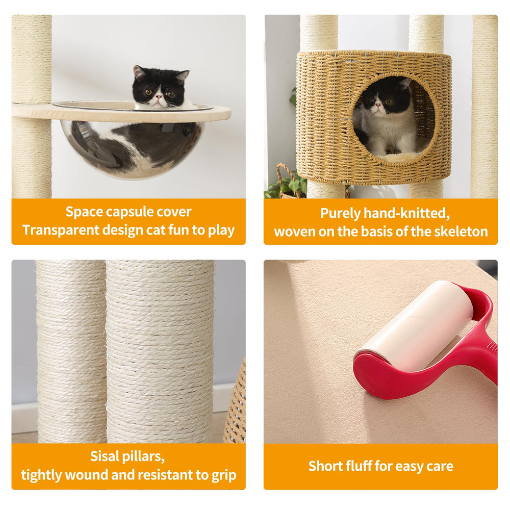 SHODMI natural materials detail—sisal rope and wood post designed for safe scratching.