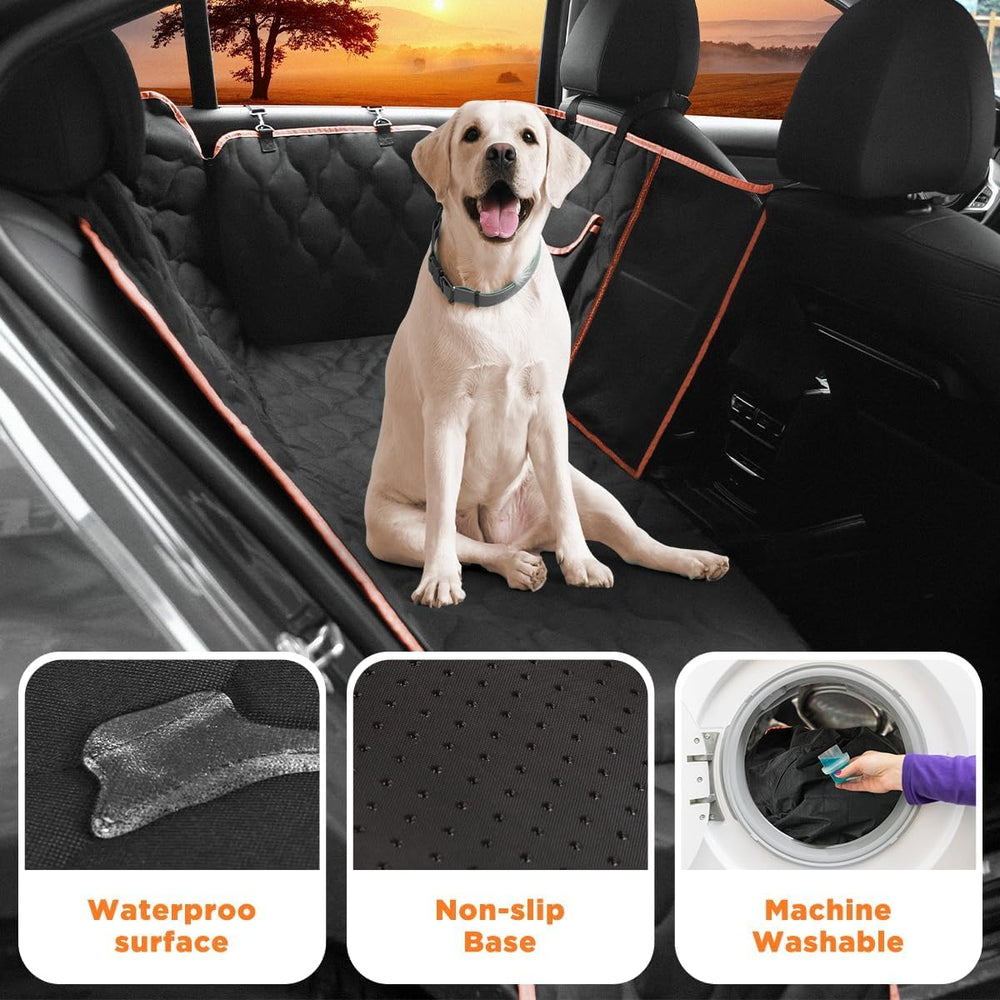 Shodu waterproof dog car seat cover mesh window provides ventilation and visibility during rides.