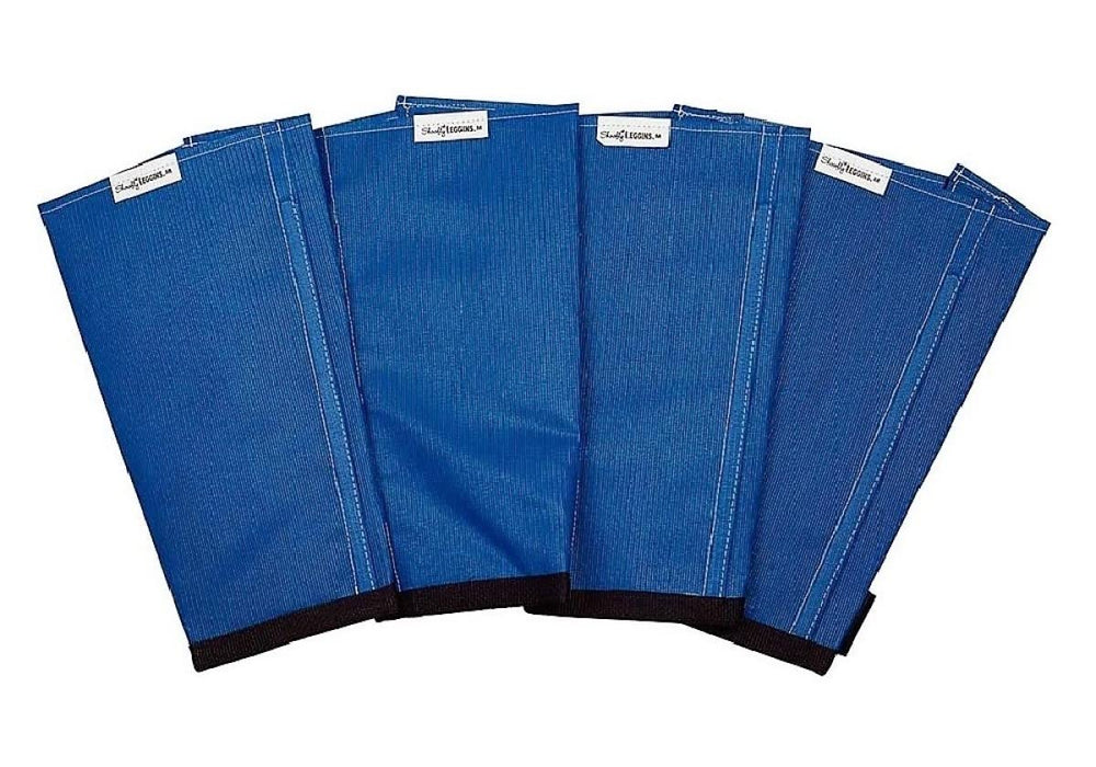 SHOOFLY Horse Leggins blue medium front view shows breathable mesh for leg comfort during rides