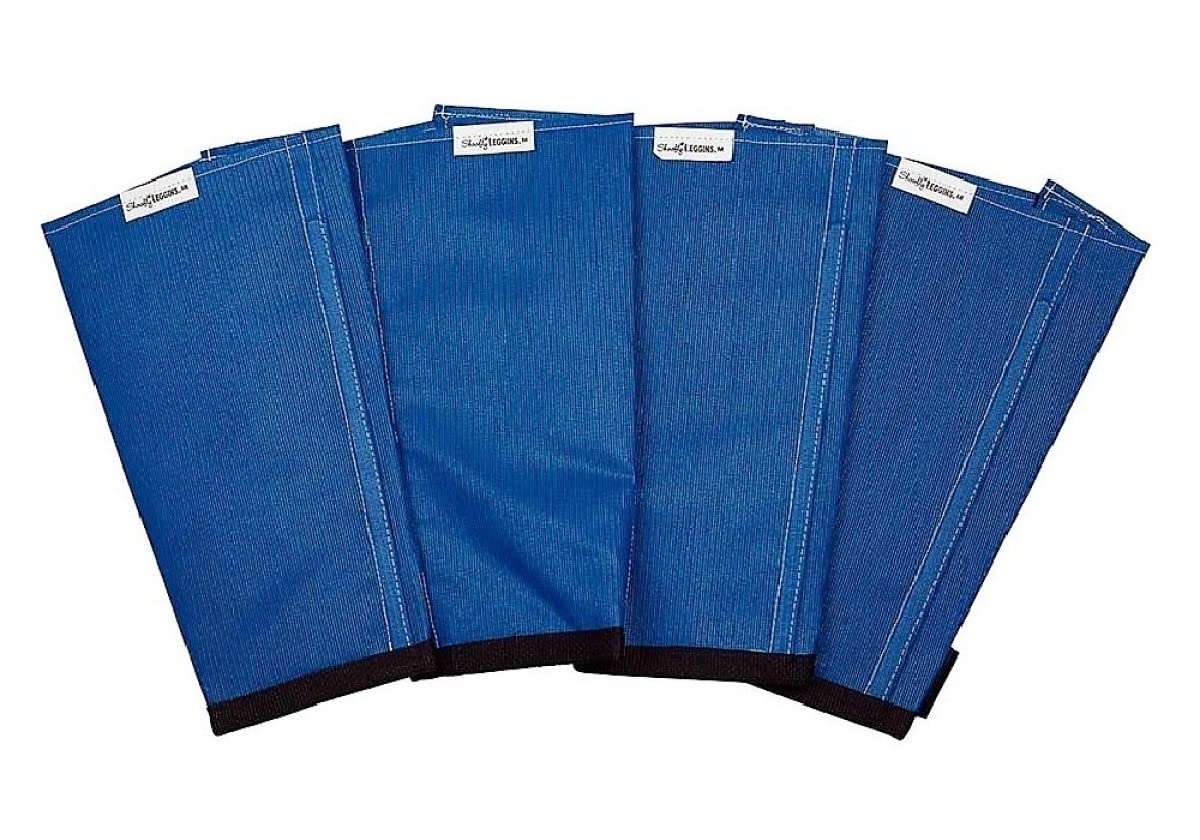 SHOOFLY Horse Leggins blue medium front view shows breathable mesh for leg comfort during rides