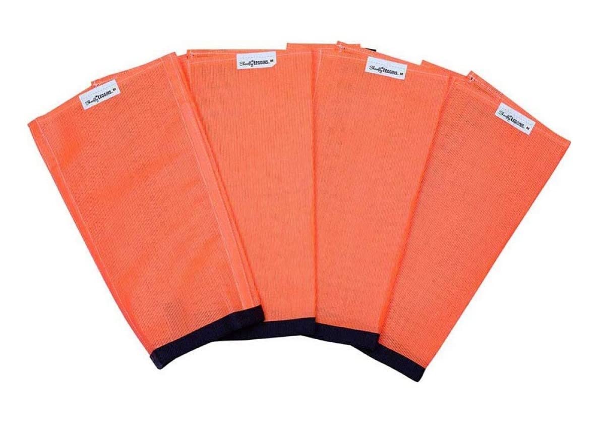 SHOOFLY Horse Leggins on a stall-horse leg showing orange color and secure fit