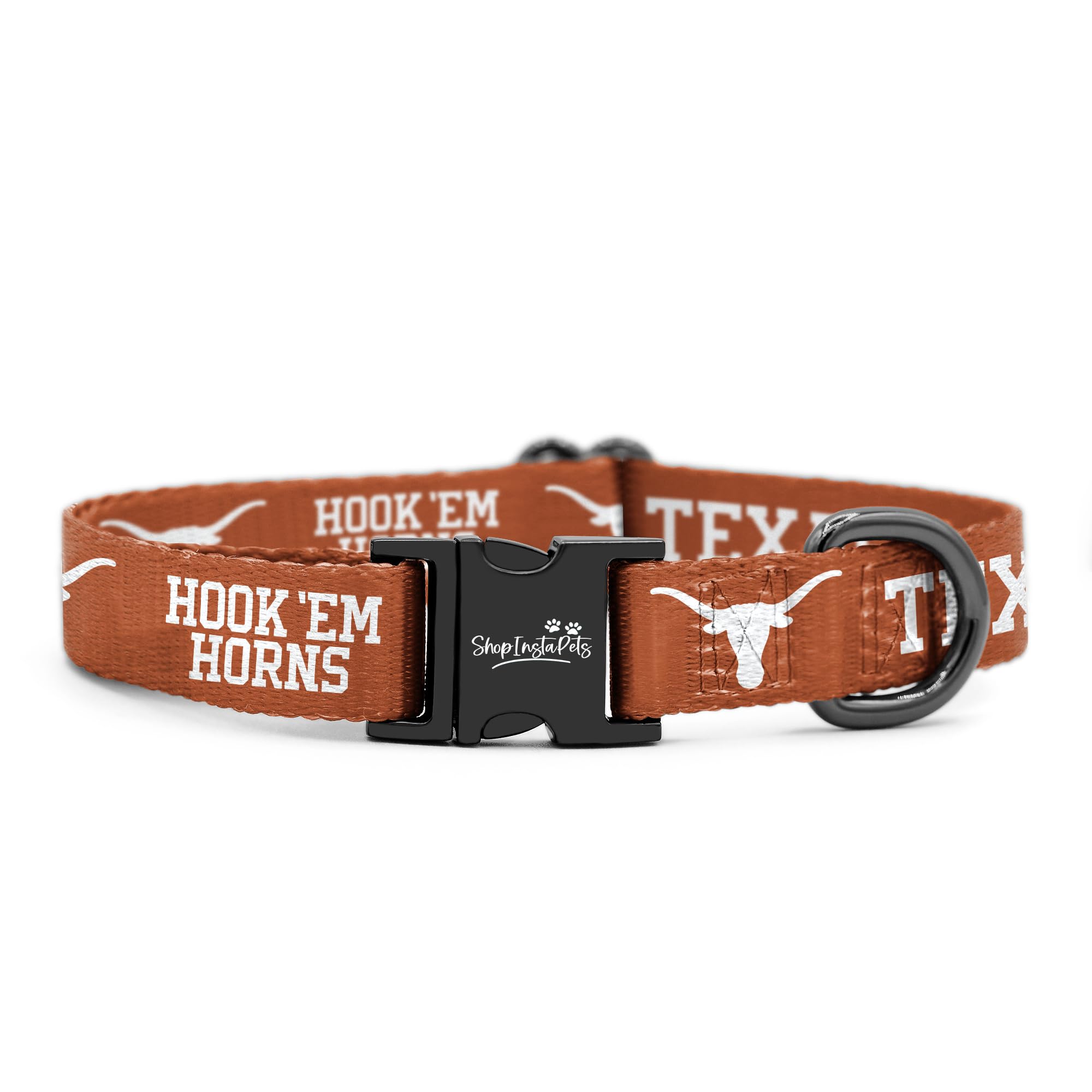 ShopInstaPets Texas Longhorns collar logo showcases official branding for game-day style.