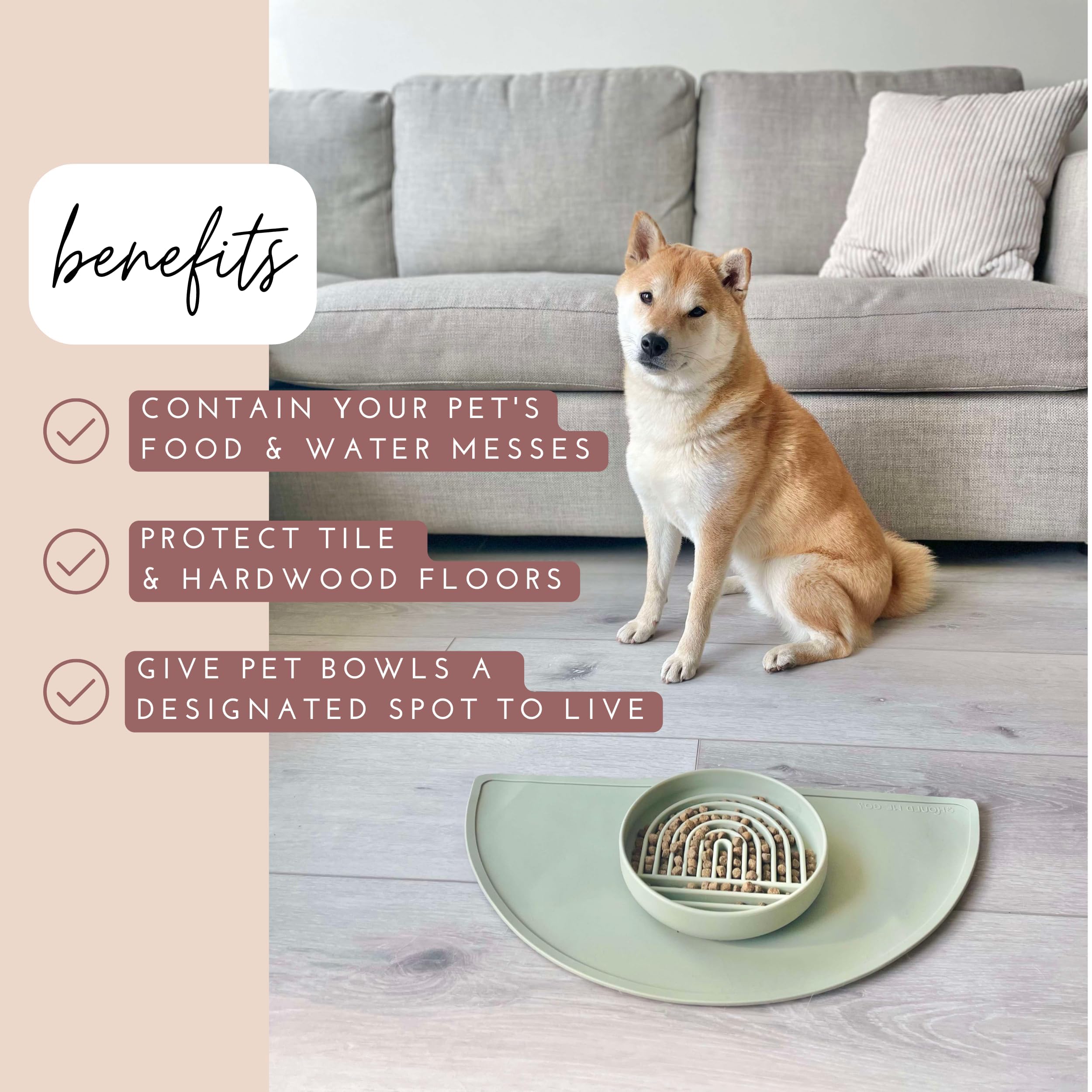 Should We Go half moon design silicone mat sage green keeps bowls in place during meals