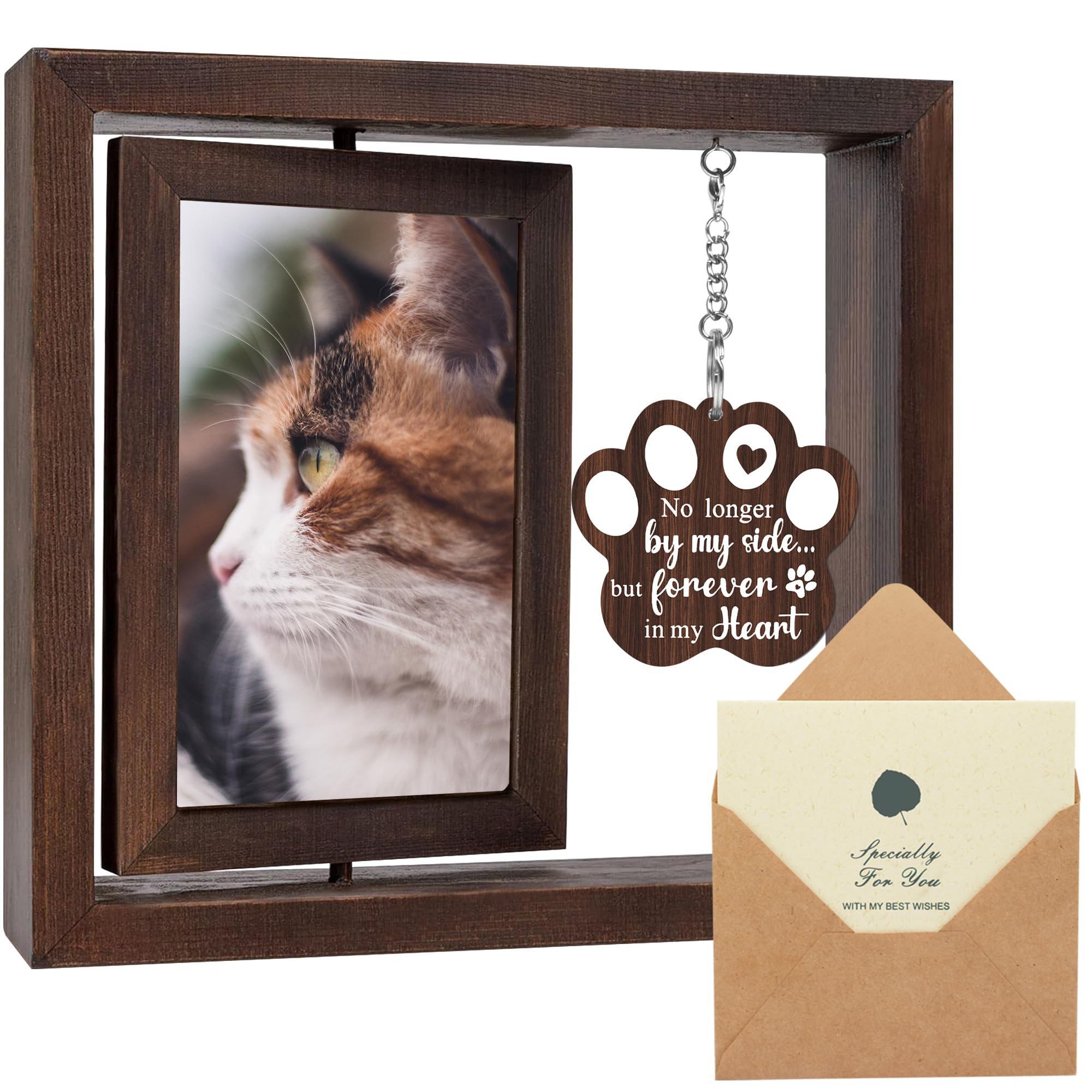 SHOW-YA rotating cat frame front view showcasing two 4x6 photo slots for memory keepsakes