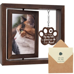 SHOW-YA rotating cat frame front view showcasing two 4x6 photo slots for memory keepsakes