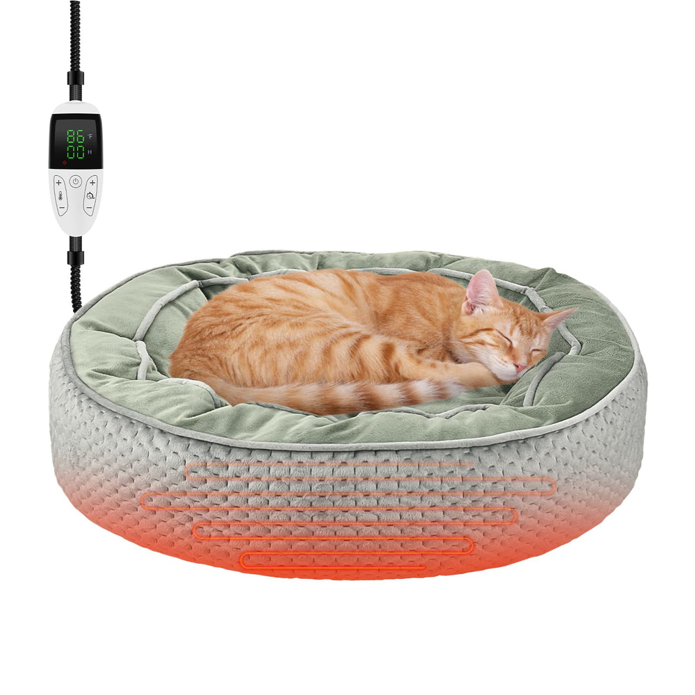 ShuRung electric heated cat bed outer view highlights cozy warmth and secure wrap design.