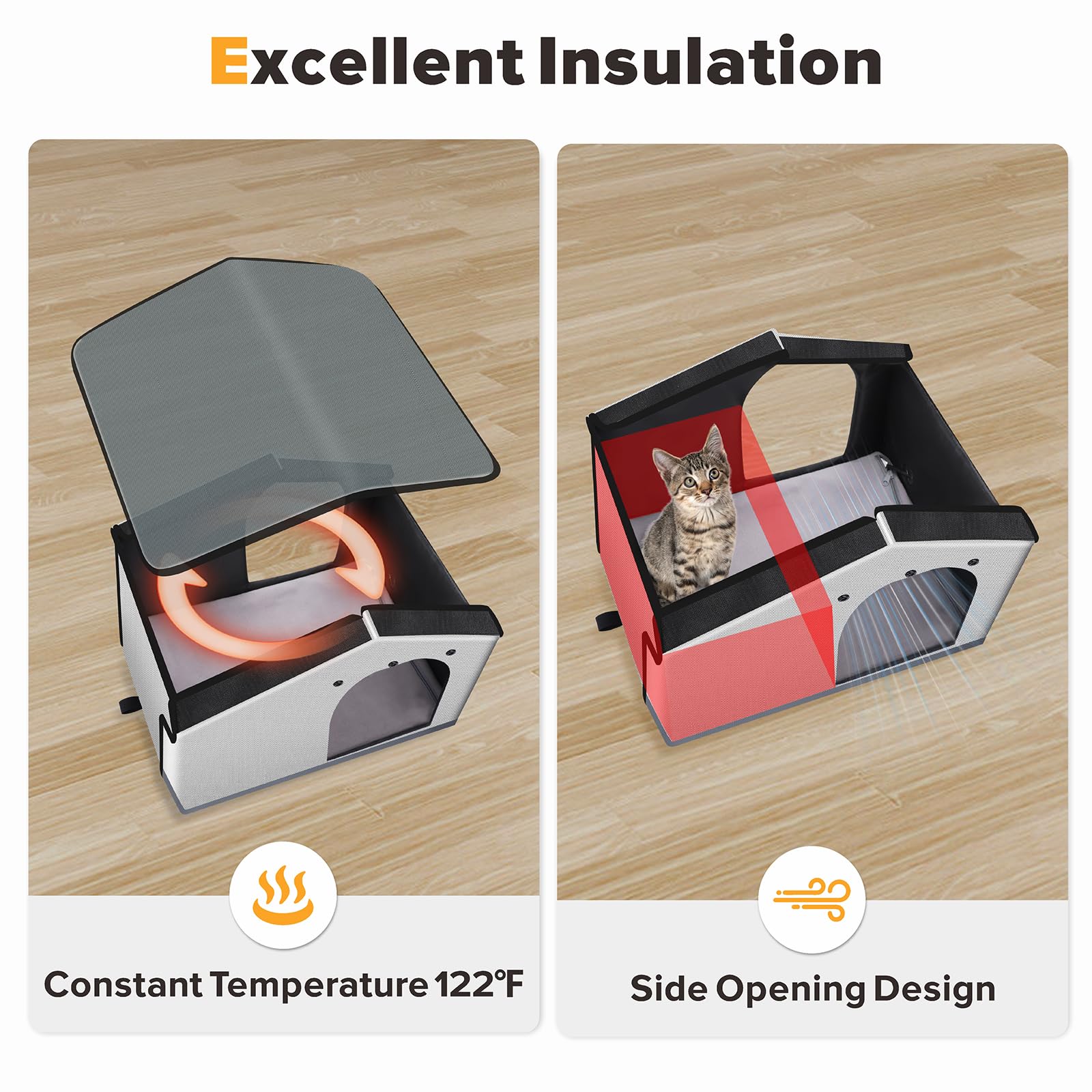 SHU UFANRO cat house with double doors and flaps enhances visibility and protection.
