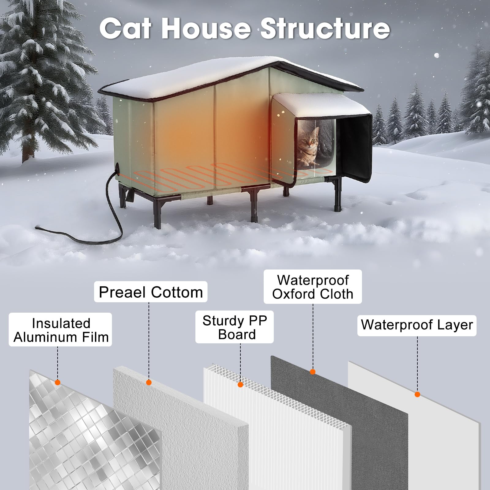 SHU UFANRO cat house insulation four-layer detail for warmth