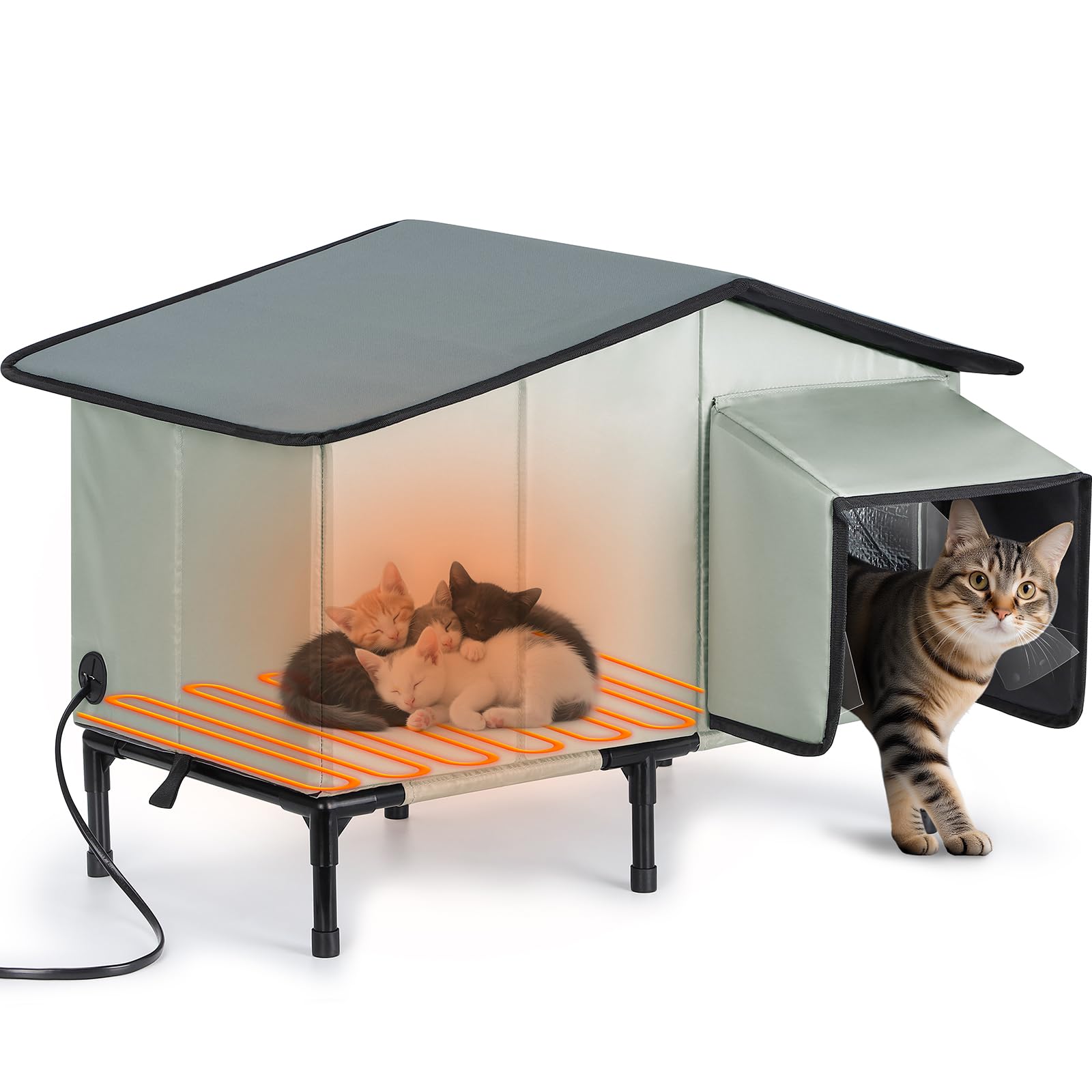 SHU UFANRO heated cat house outdoor showing durable shelter for winter warmth