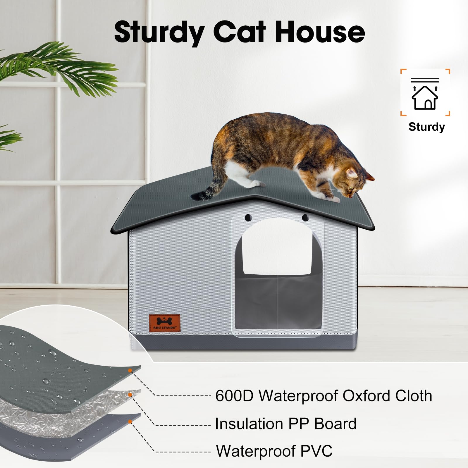 SHU UFANRO insulated heated cat house heated pad maintains warmth outdoors