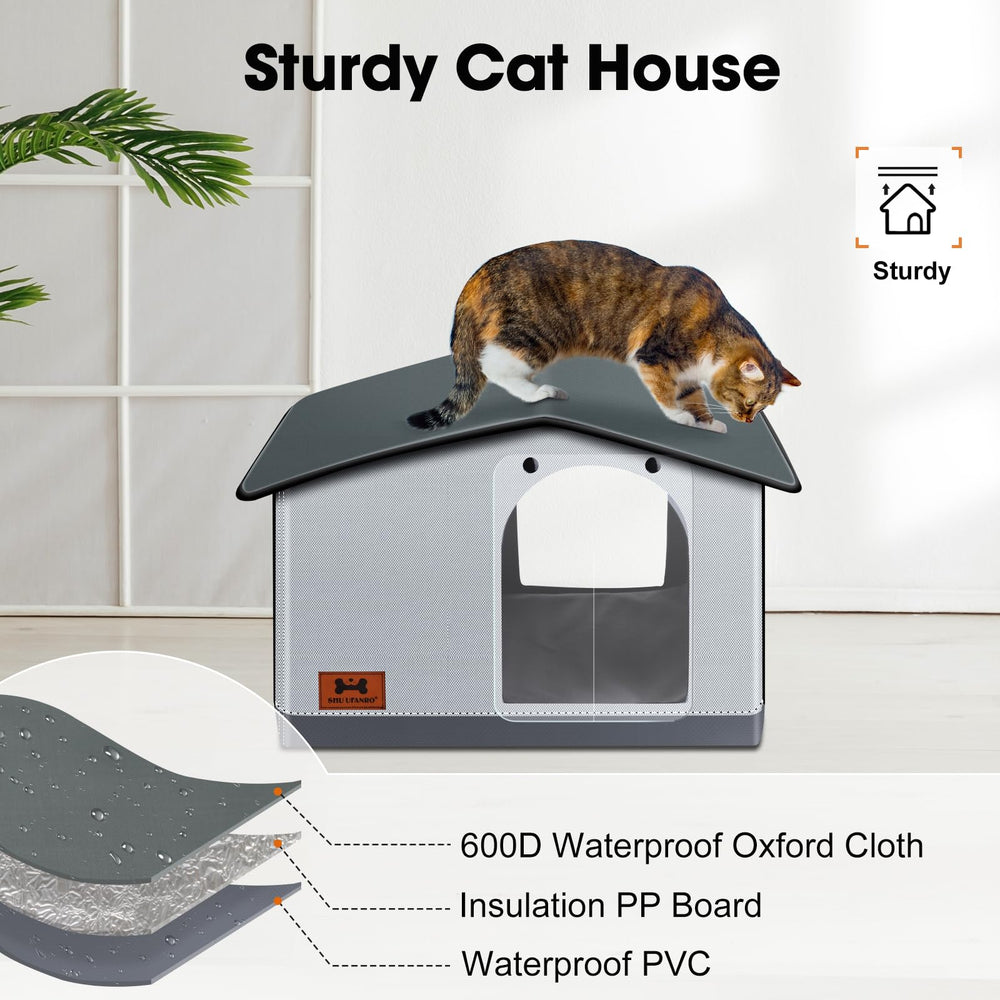SHU UFANRO insulated heated cat house heated pad maintains warmth outdoors