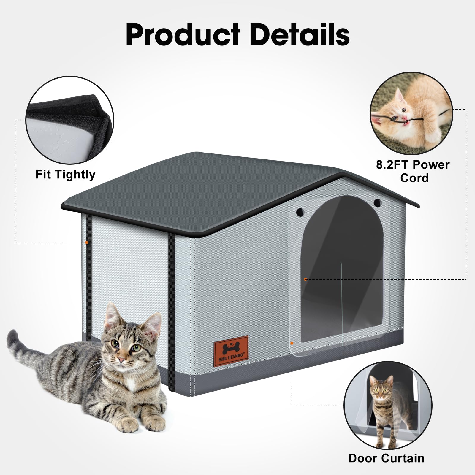 SHU UFANRO insulated heated cat house two doors provide safe escape routes