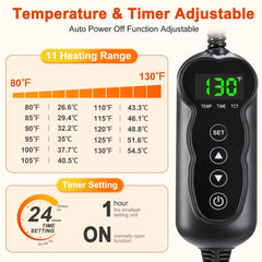SHU UFANRO large pet heating pad thermostat control with 11 temp levels for customizable warmth.