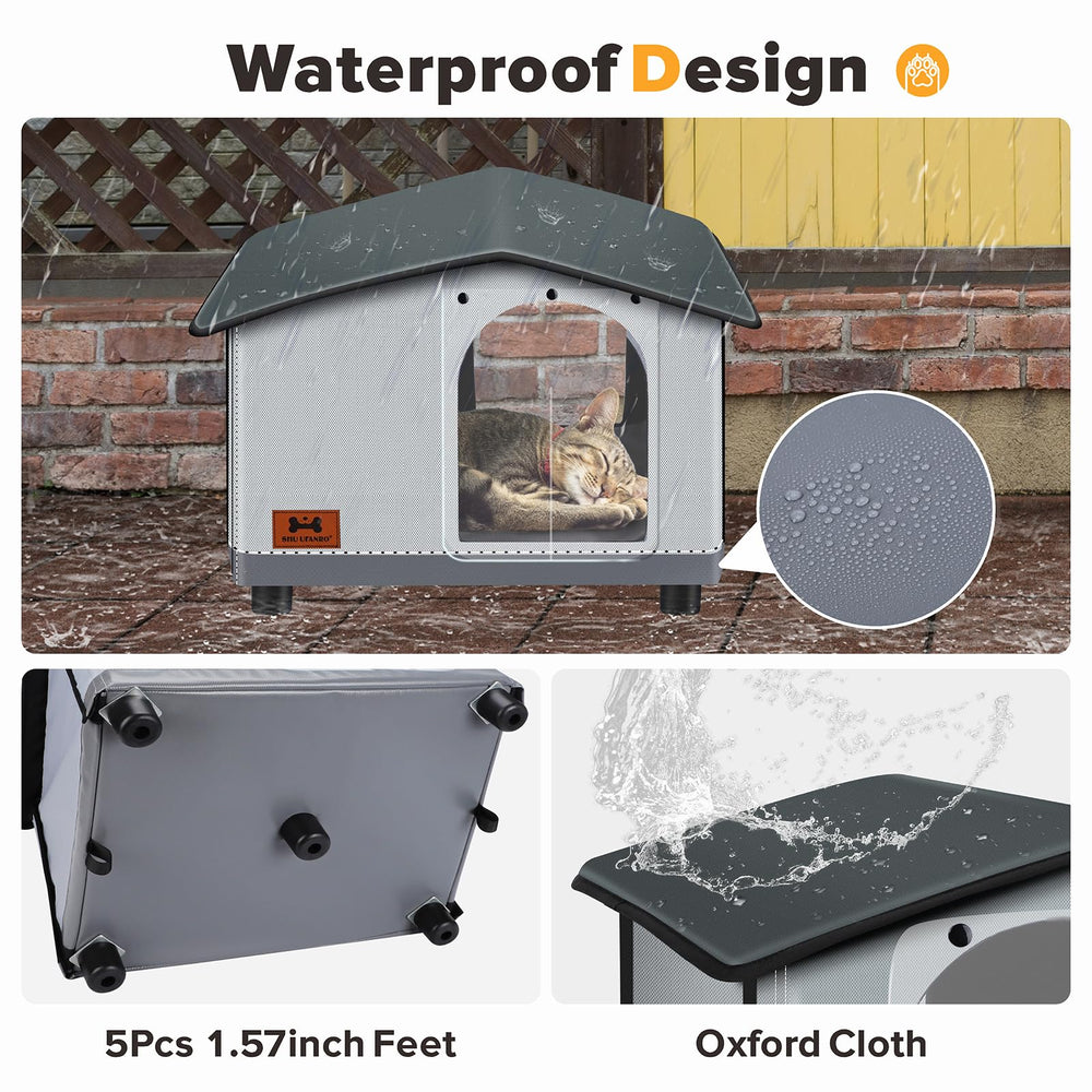 SHU UFANRO outdoor cat house features thermostatic heating pad for consistent warmth.