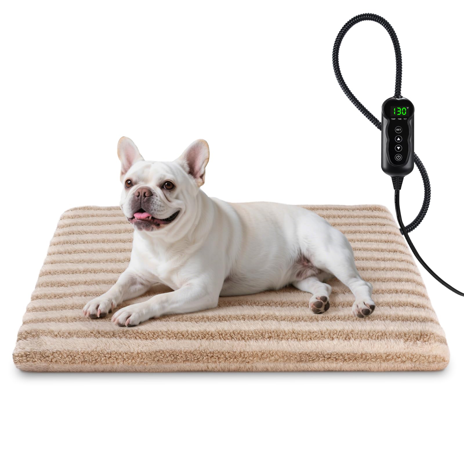 SHU UFANRO pet heating pad beige cover delivers cozy warmth for pets.