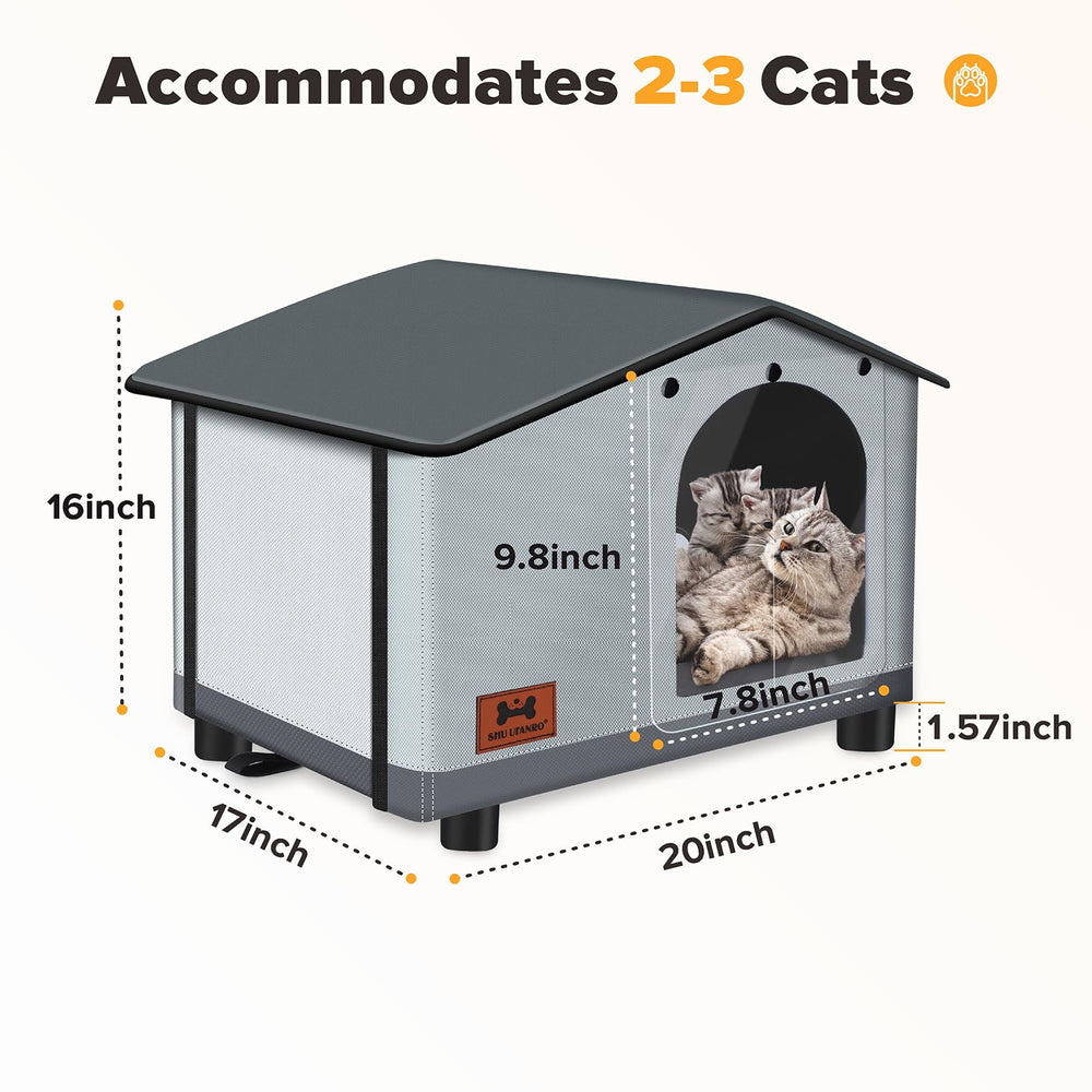 SHU UFANRO spacious 20x17x16in cat house fits multiple cats.