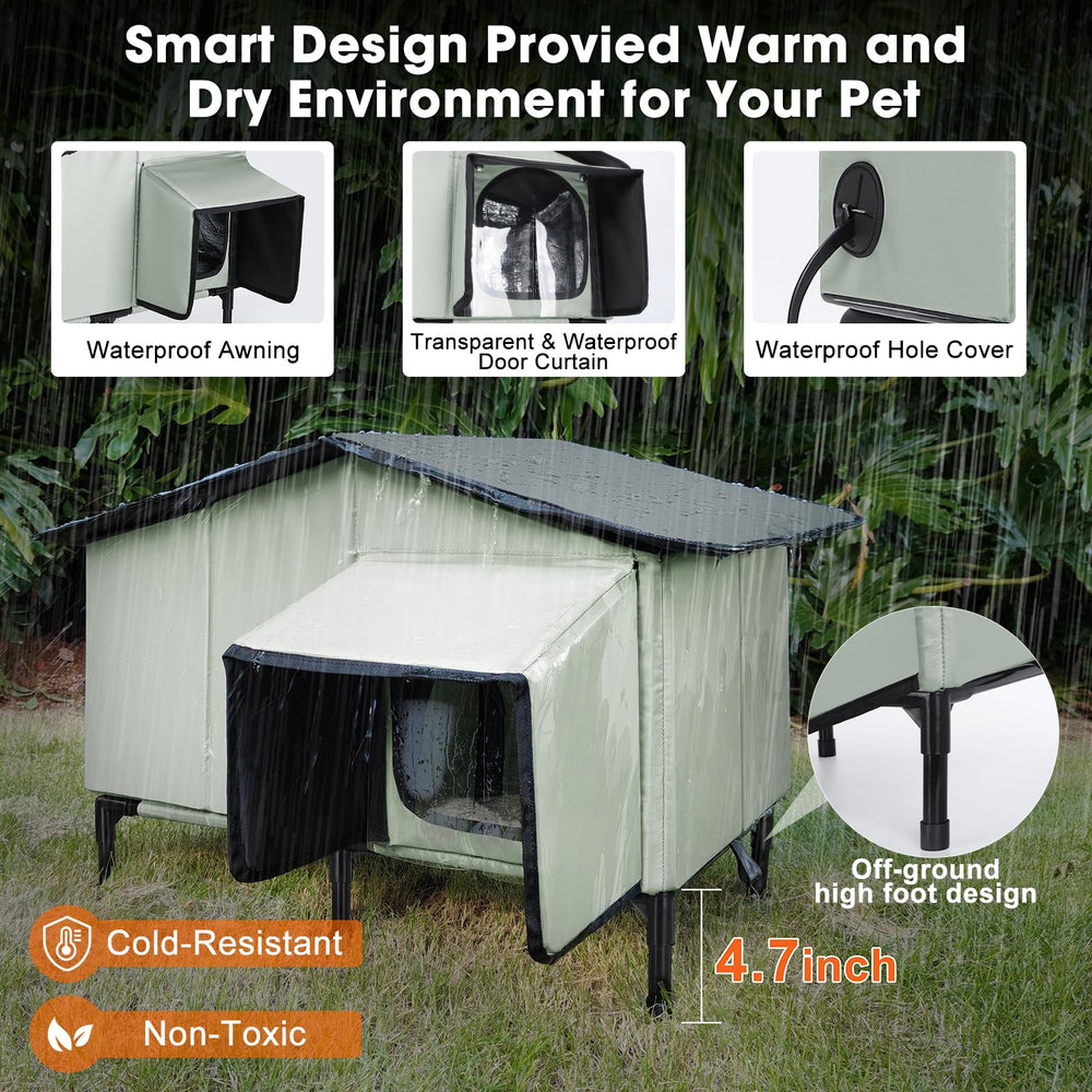 SHU UFANRO weatherproof cat house roof sheds rain and snow