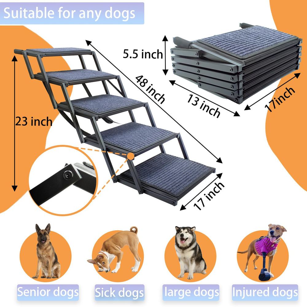 SHUNLONG dog ramp 250 lbs capacity supports large dogs on any vehicle.