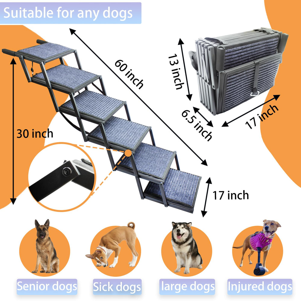 SHUNLONG dog ramp with safety locks for wobble-free stability.