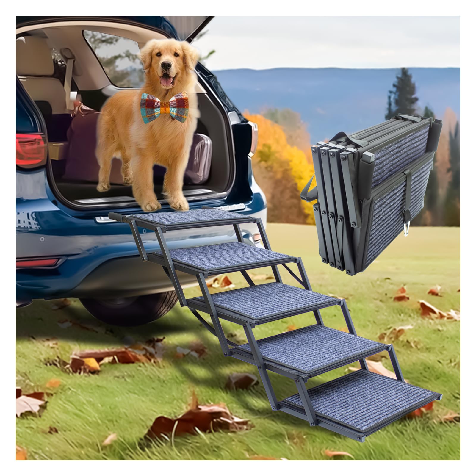 SHUNLONG extra wide dog ramp car side view enables easy vehicle entry for large dogs