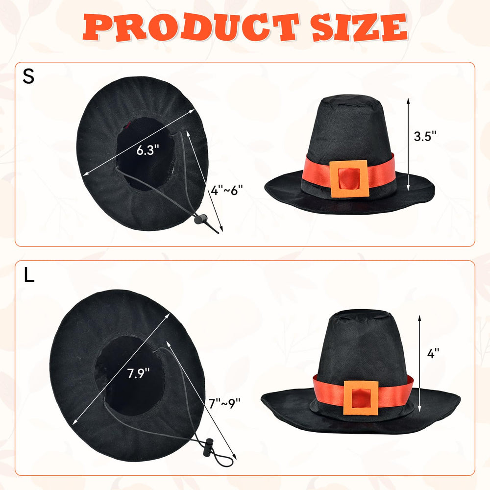 ShuRung black Pilgrim hat adds playful holiday charm.